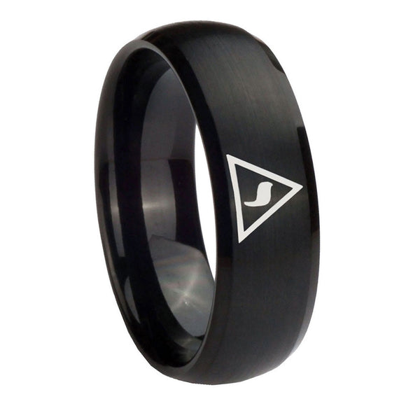 8mm-Masonic-Yod-Dome-Brush-Black-Tungsten-Carbide-Men's-Engagement-Ring
