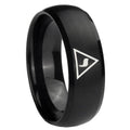 10mm Masonic Yod Dome Brush Black Tungsten Carbide Mens Wedding Band