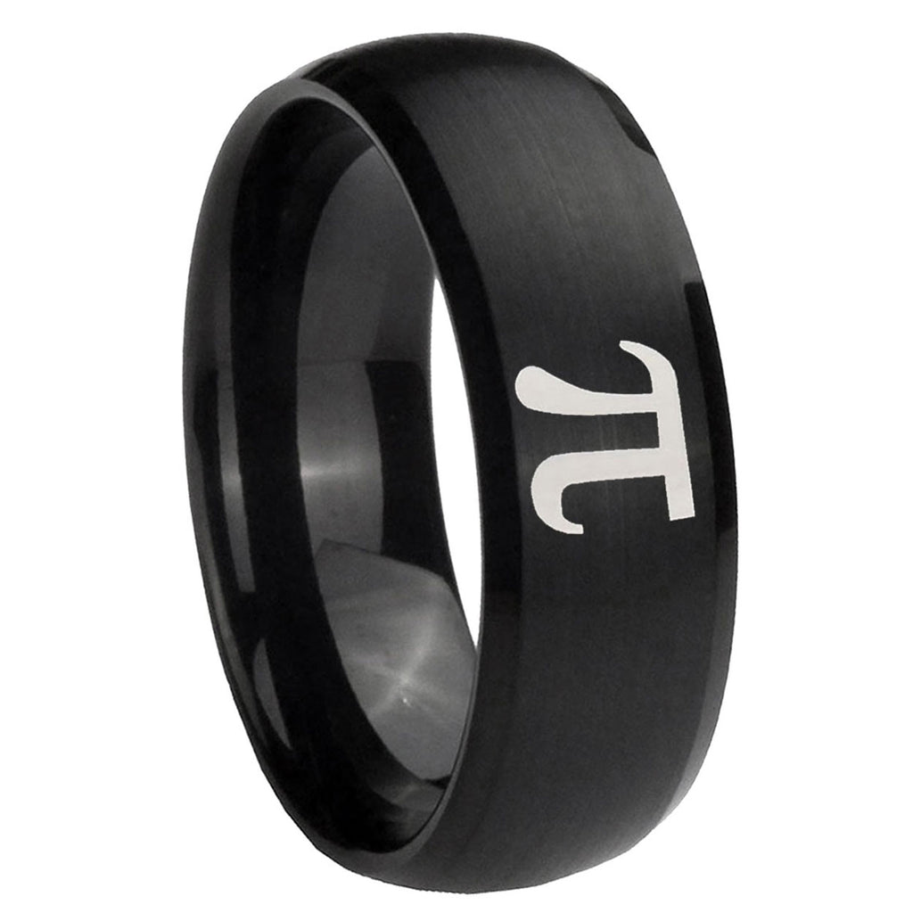 8MM Math Pi Dome Brush Black Tungsten Men's Promise Ring