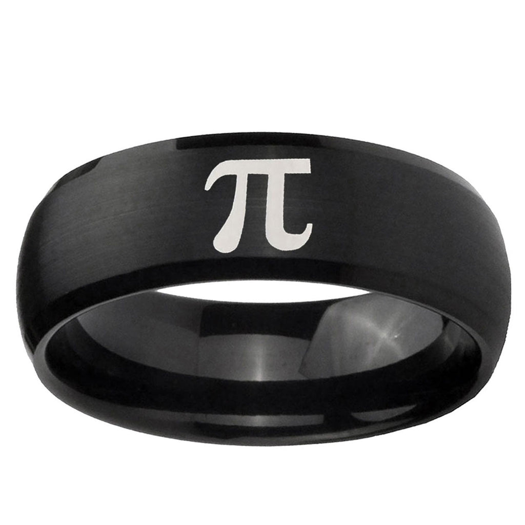 10mm Math Pi Dome Brush Black Tungsten Ring