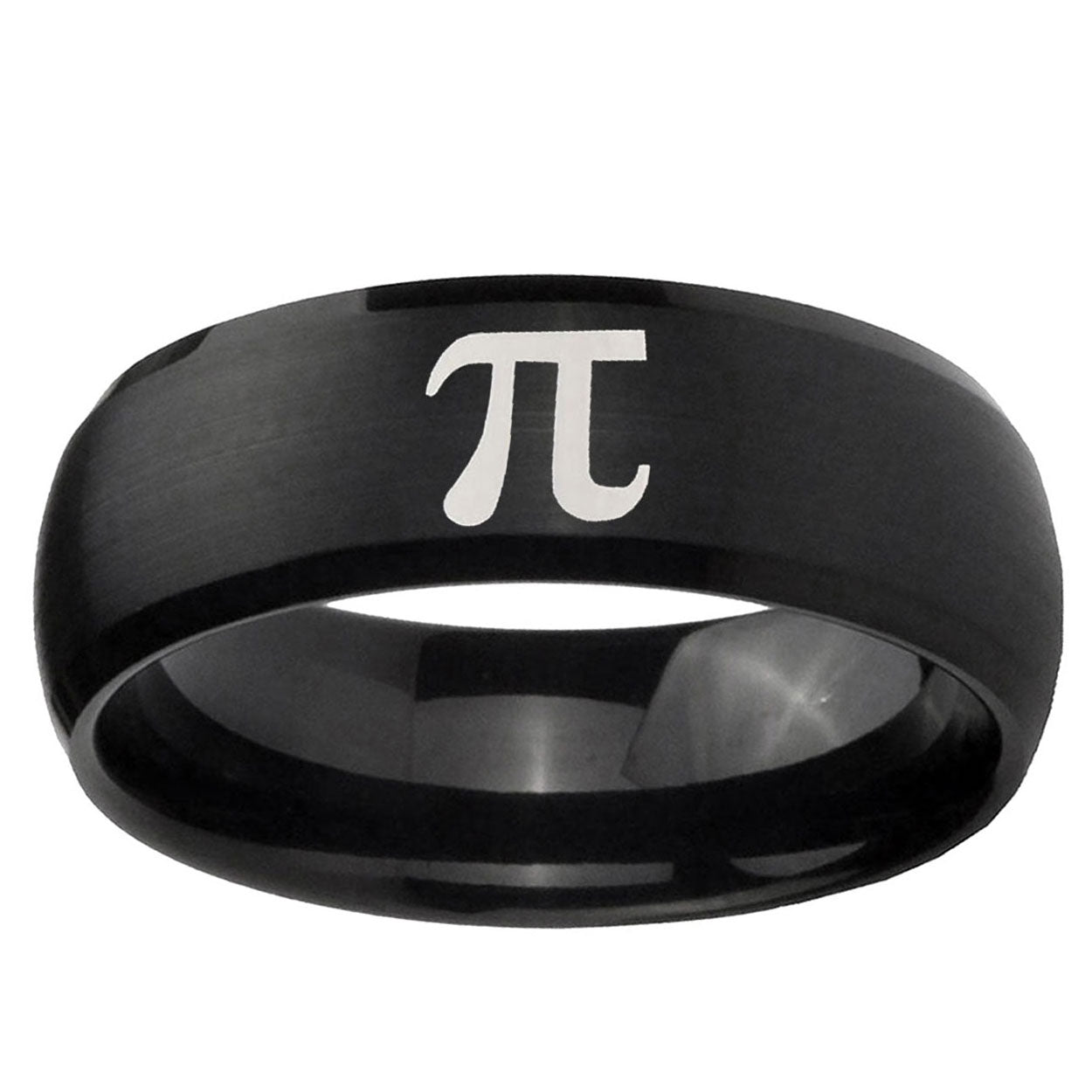 10mm Math Pi Dome Brush Black Tungsten Ring