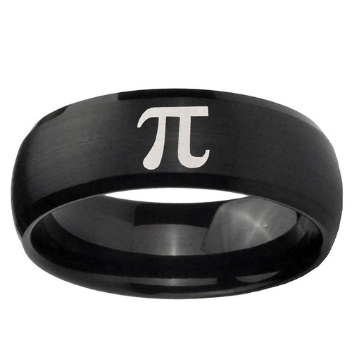 10mm Math Pi Dome Brush Black Tungsten Ring