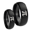 Math Pi Dome Brush Black Tungsten Bridal Band Set