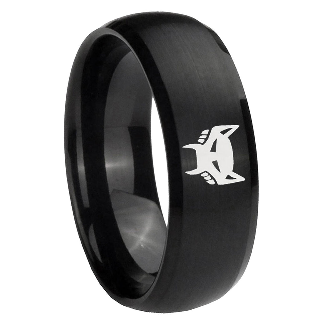 10mm Maximal Dome Brush Black Tungsten Carbide Wedding Band Mens