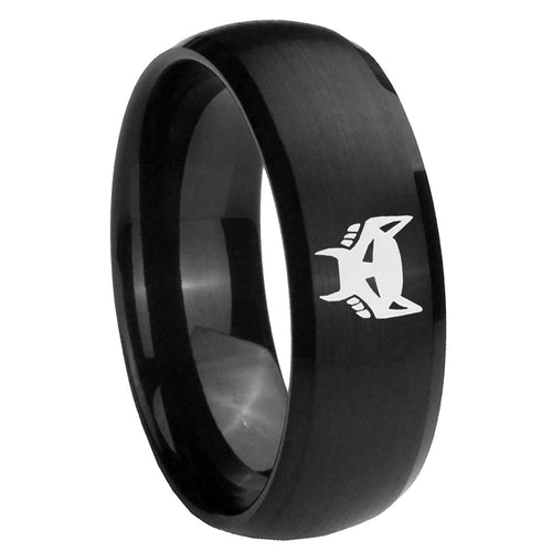 10mm Maximal Dome Brush Black Tungsten Carbide Wedding Band Mens
