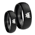 Maximal Dome Brush Black Tungsten His Hers Ring Set