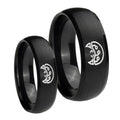 Metroid Dome Brush Black Tungsten Wedding Ring Sets