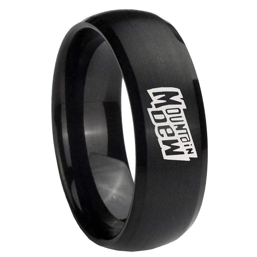 10mm Mountain Dew Dome Brush Black Tungsten Carbide Engagement Ring