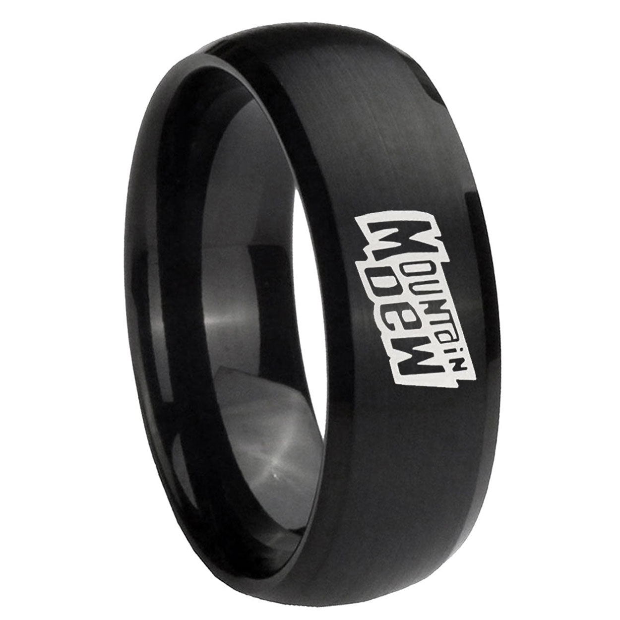 10mm Mountain Dew Dome Brush Black Tungsten Carbide Engagement Ring
