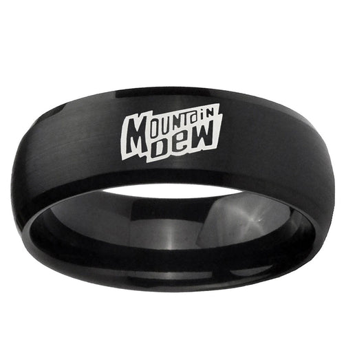 10mm Mountain Dew Dome Brush Black Tungsten Ring