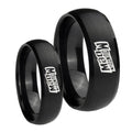Mountain Dew Dome Brush Black Tungsten Engagement Ring Set