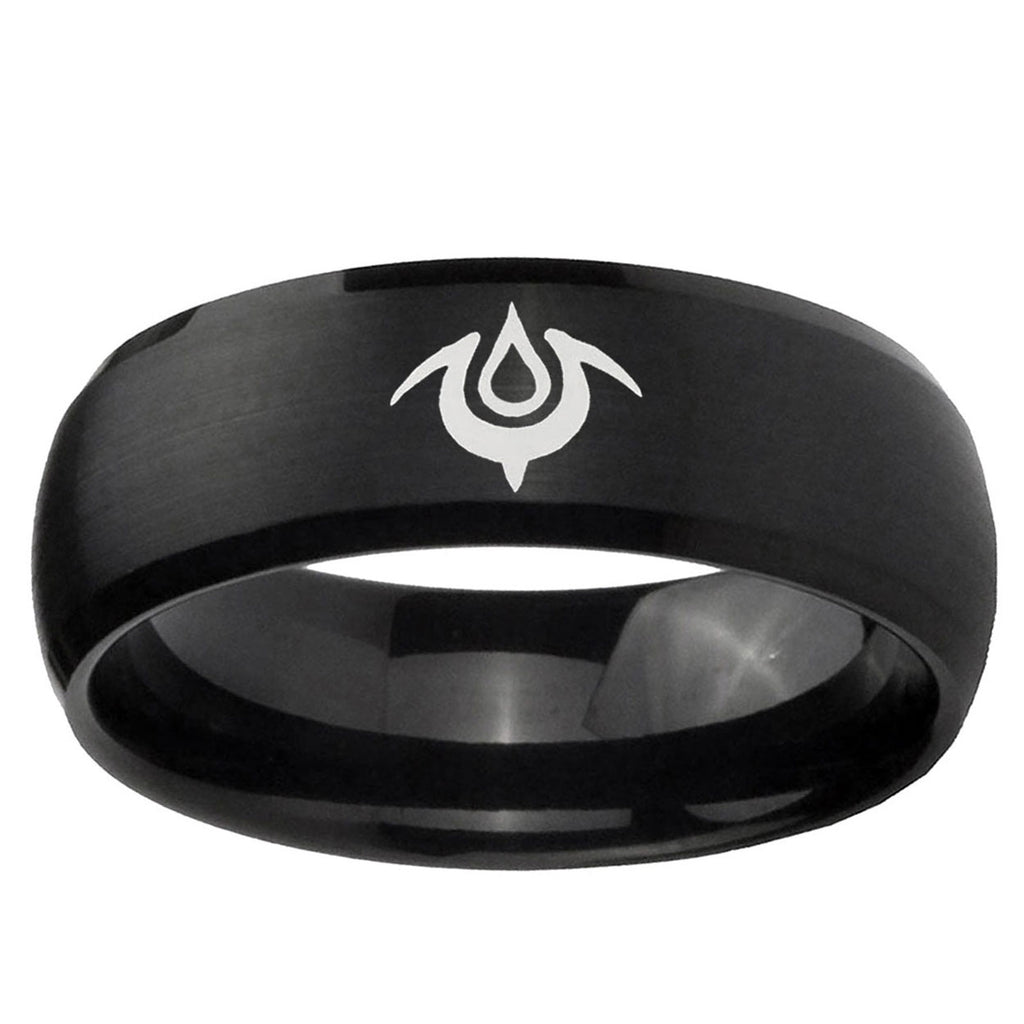 10mm Naga Dome Brush Black Tungsten Ring