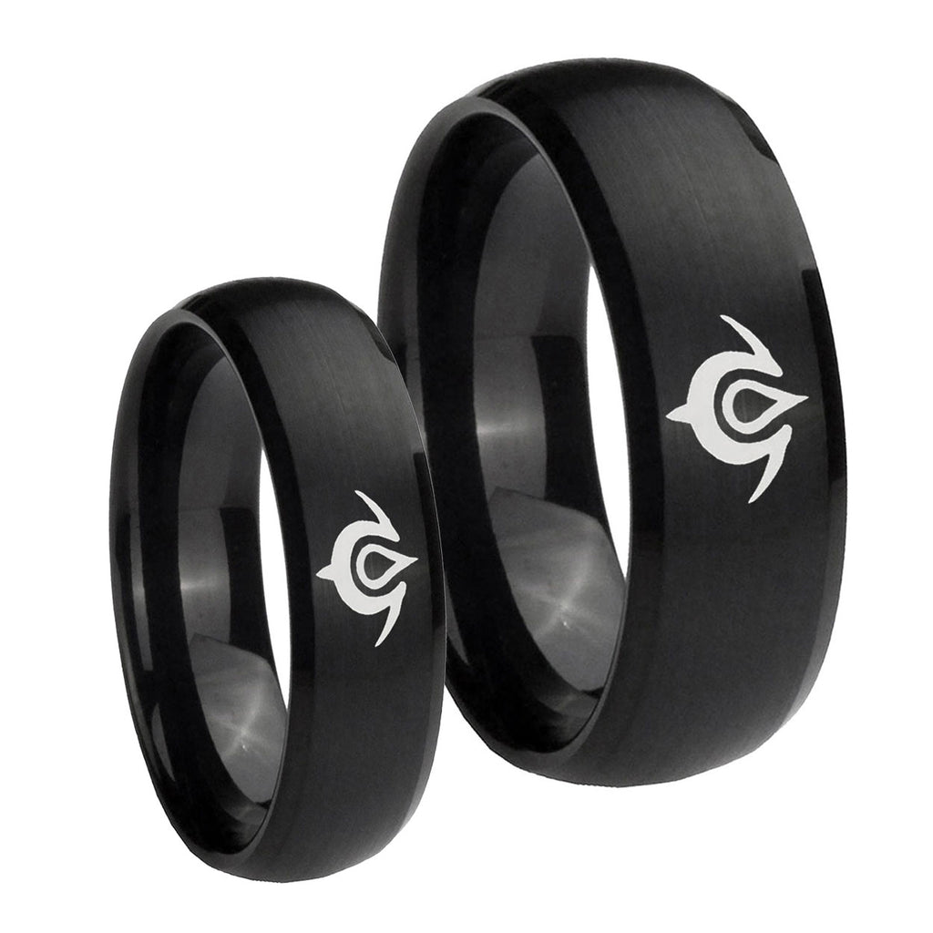 Naga Dome Brush Black Tungsten Mens Band Set