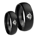 Naga Dome Brush Black Tungsten Mens Band Set