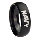 10mm-Navy-Dome-Brush-Black-Tungsten-Carbide-Men's-Engagement-Band