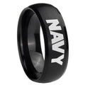 8MM Navy Dome Brush Black Tungsten Carbide Wedding Bands Ring