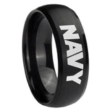 8mm Navy Dome Brush Black Tungsten Carbide Wedding Bands Ring