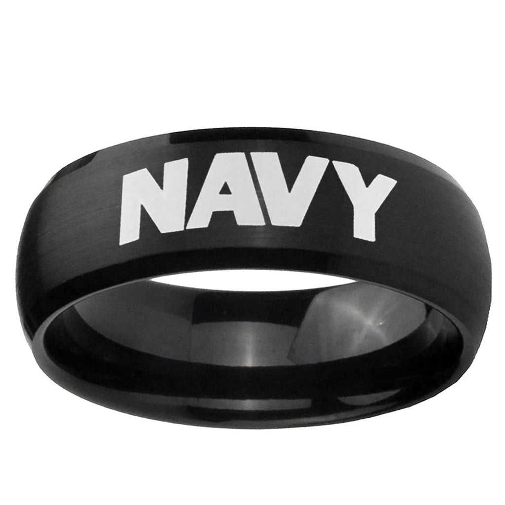 5MMNavy Dome Brush Black Tungsten Carbide Wedding Bands Ring