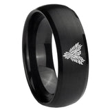 8mm Phoenix Dome Brush Black Tungsten Carbide Mens Ring Personalized