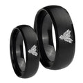 Phoenix Dome Brush Black Tungsten Bridal Ring Set