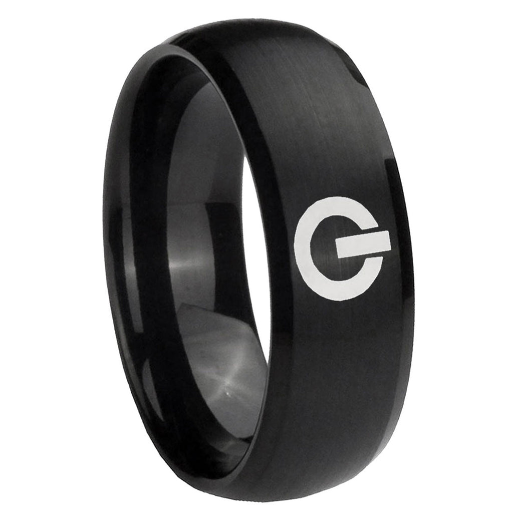 8MM Power Dome Brush Black Tungsten Wedding Engagement Ring