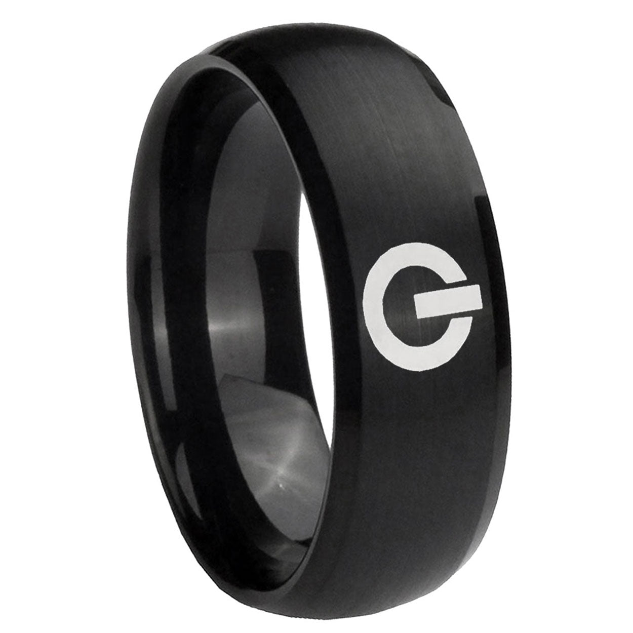 8MM Power Dome Brush Black Tungsten Wedding Engagement Ring