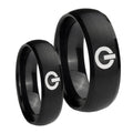Power Dome Brush Black Tungsten Couple Wedding Rings