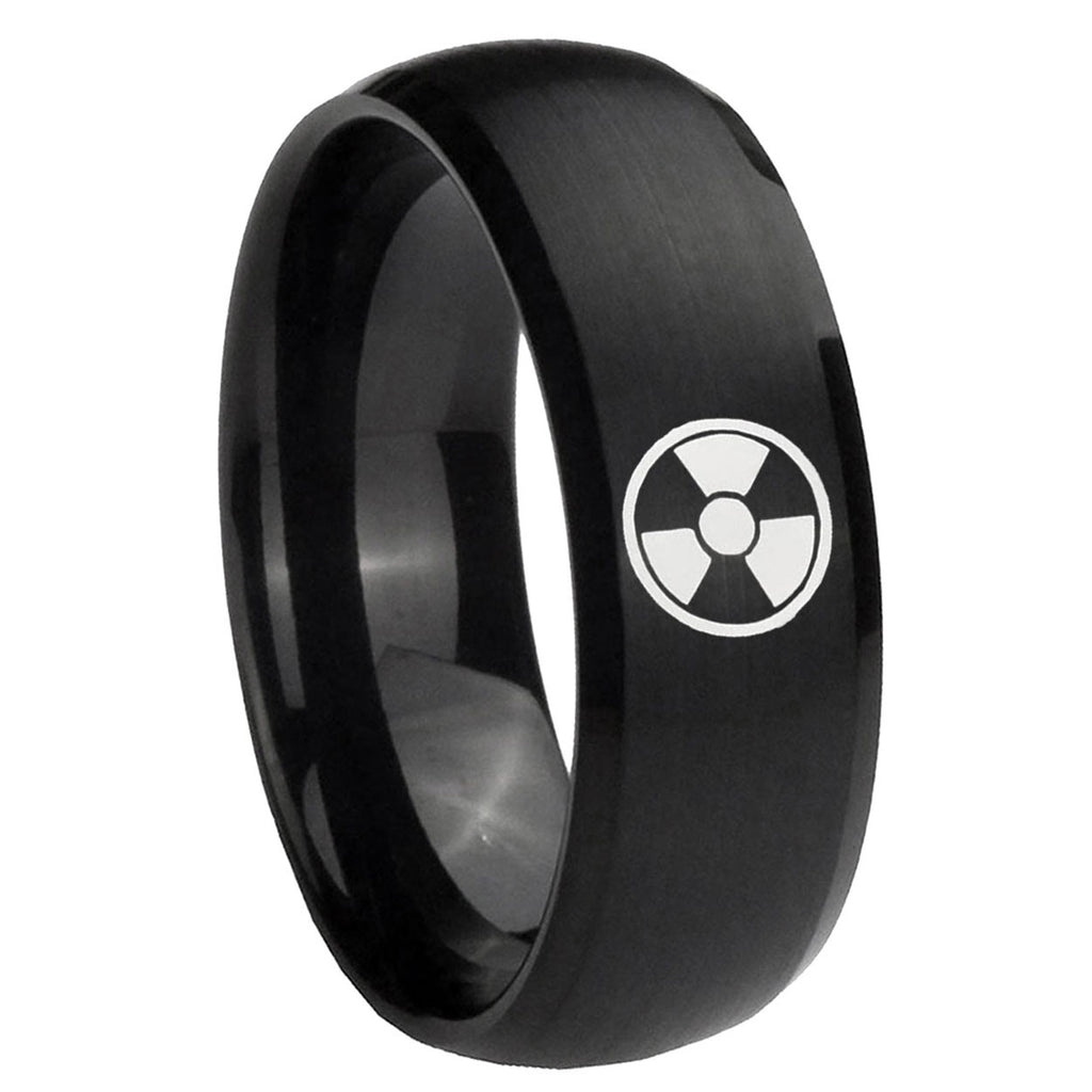 10mm Radiation Dome Brush Black Tungsten Carbide Custom Ring for Men