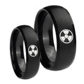 Radiation Dome Brush Black Tungsten Engagement Ring Set
