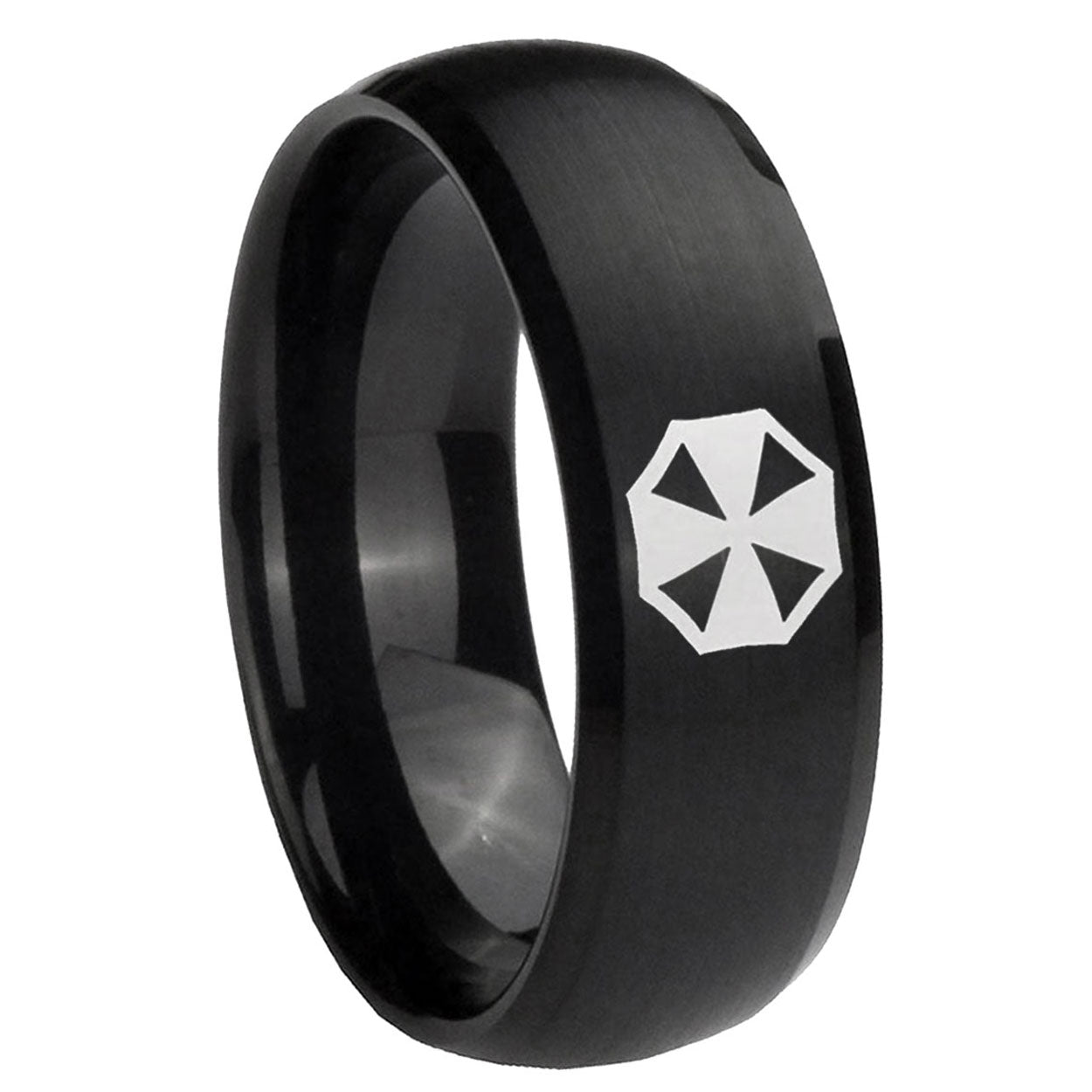 8MM Resident Evil Dome Brush Black Tungsten Men's Ring