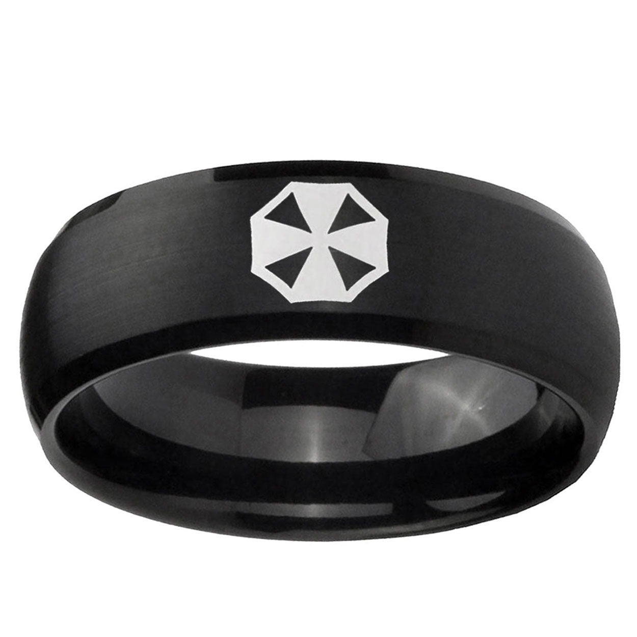 10mm Resident Evil Dome Brush Black Tungsten Ring