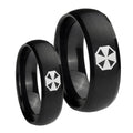 Resident Evil Dome Brush Black Tungsten Wedding Ring Sets