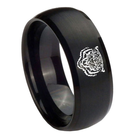 10mm-Lion-Dome-Brush-Black-Tungsten-Carbide-Men's-Engagement-Band