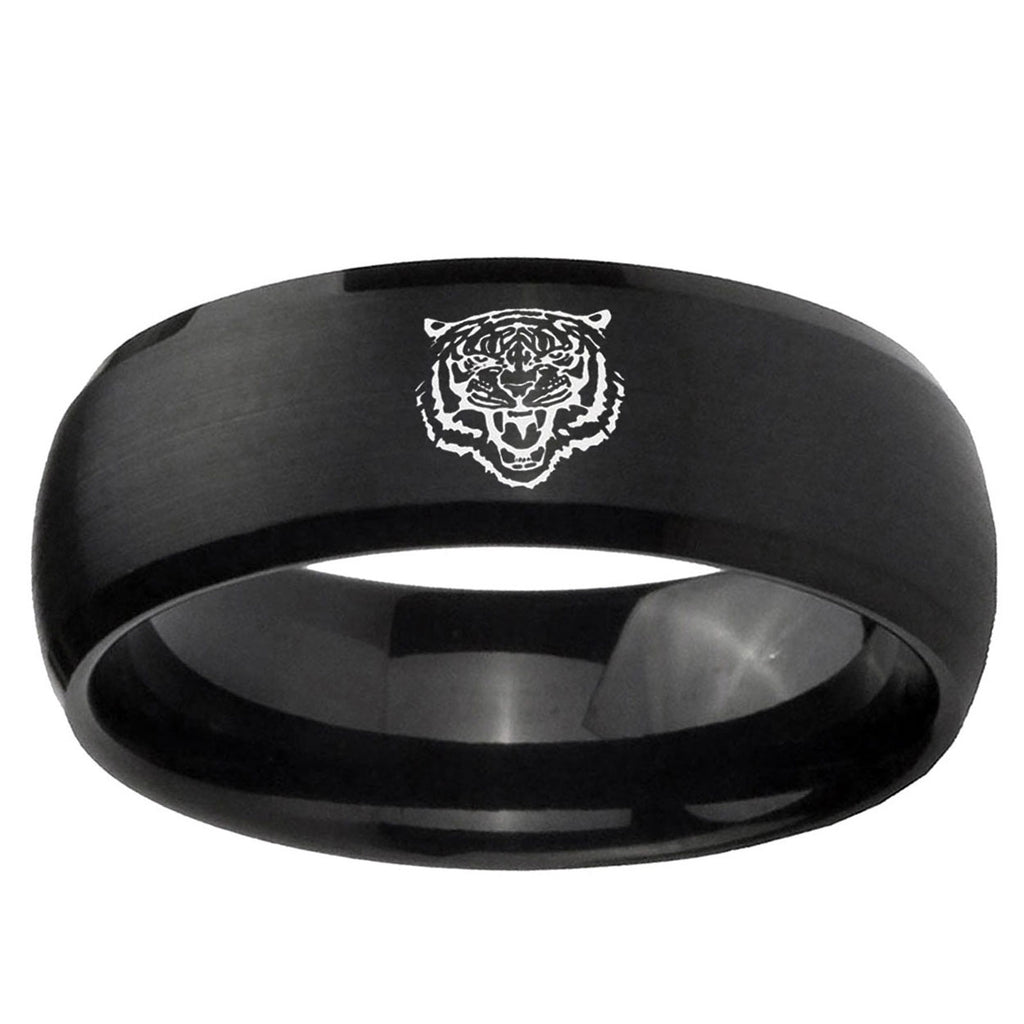 5MMLion Dome Brush Black Tungsten Carbide Engagement Ring