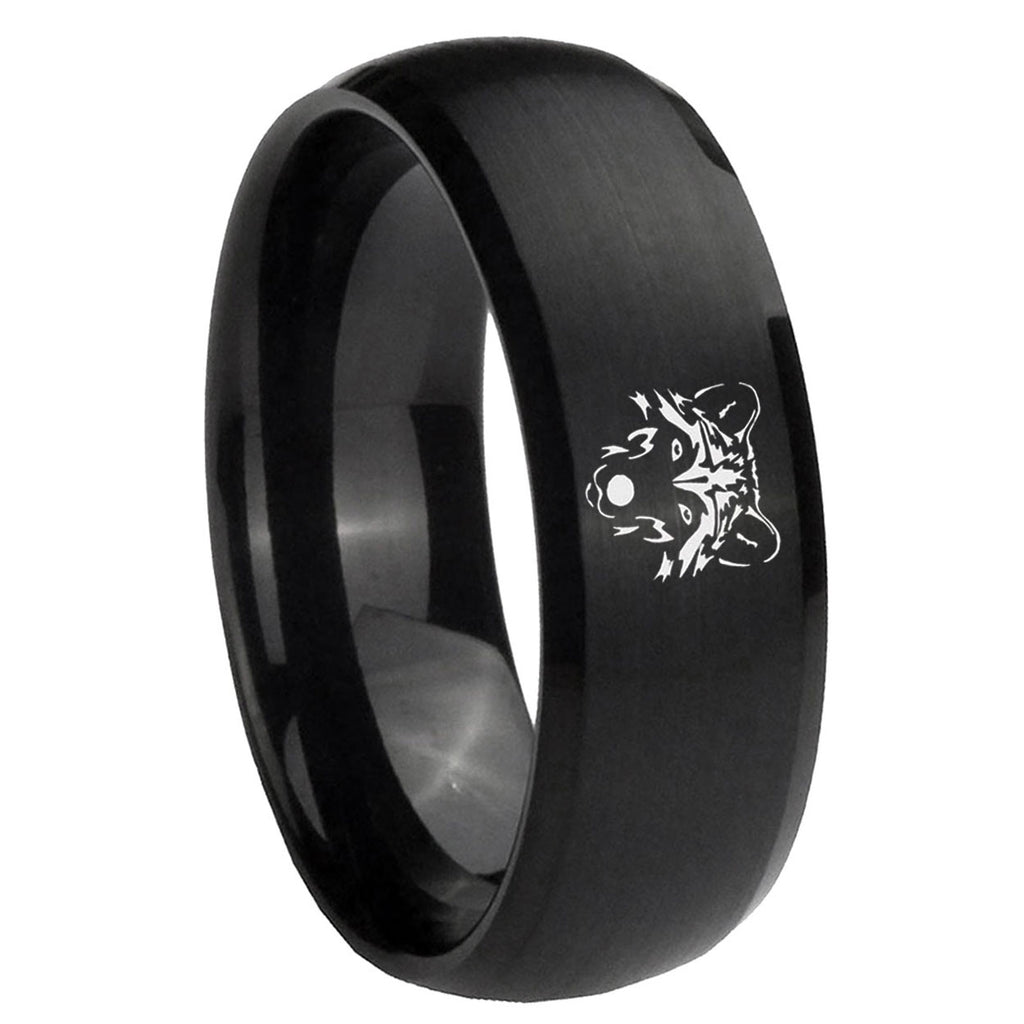 8MM Wolf Dome Brush Black Tungsten Carbide Engagement Ring