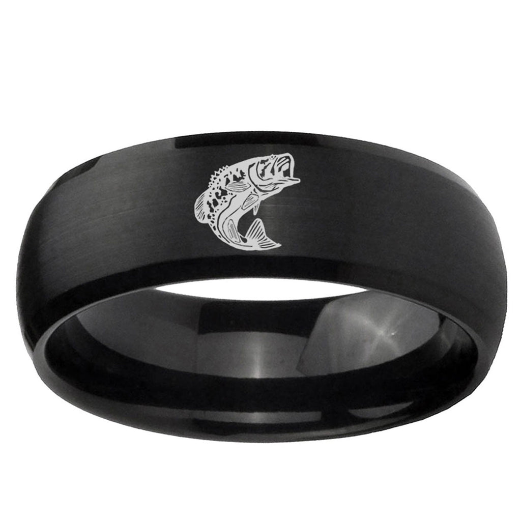 10mm Fishing Dome Brush Black Tungsten Ring
