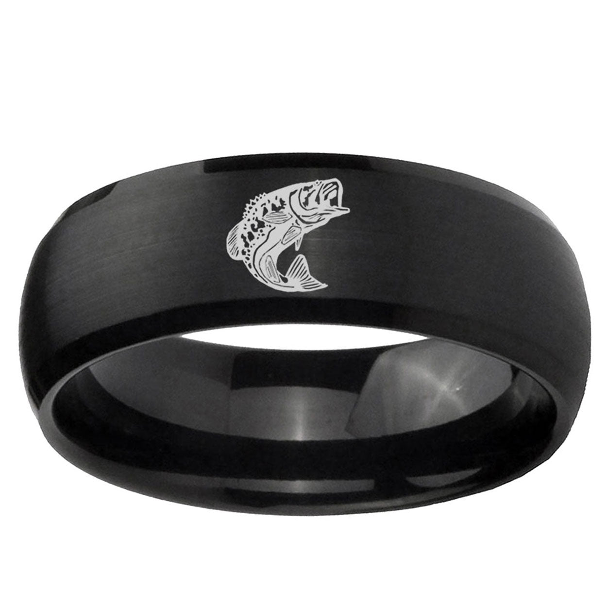 10mm Fishing Dome Brush Black Tungsten Ring