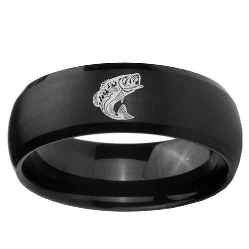 10mm Fishing Dome Brush Black Tungsten Ring