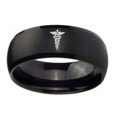 10mm-Medical-Symbol-Dome-Brush-Black-Tungsten-Carbide-Men's-Engagement-Band