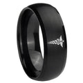 8MM Medical Symbol Dome Brush Black Tungsten Engagement Ring
