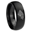 10mm Game Of Thrones House Stark Direwolf Dome Brush Black Tungsten Carbide Men's Engagement Band