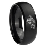 8mm Game Of Thrones House Stark Direwolf Dome Brush Black Tungsten Carbide Engagement Ring