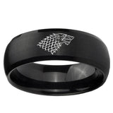 5, 8mm Game Of Thrones House Stark Direwolf Dome Brush Black Tungsten Ring
