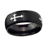 8mm-Christian-Cross-Religious-Dome-Brush-Black-Tungsten-Carbide-Engagement-Ring