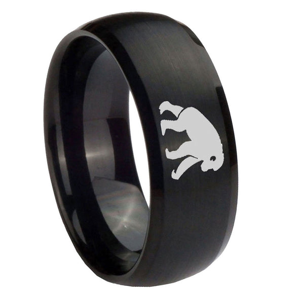 10mm-Chimpanzee-Dome-Brush-Black-Tungsten-Carbide-Men's-Engagement-Band