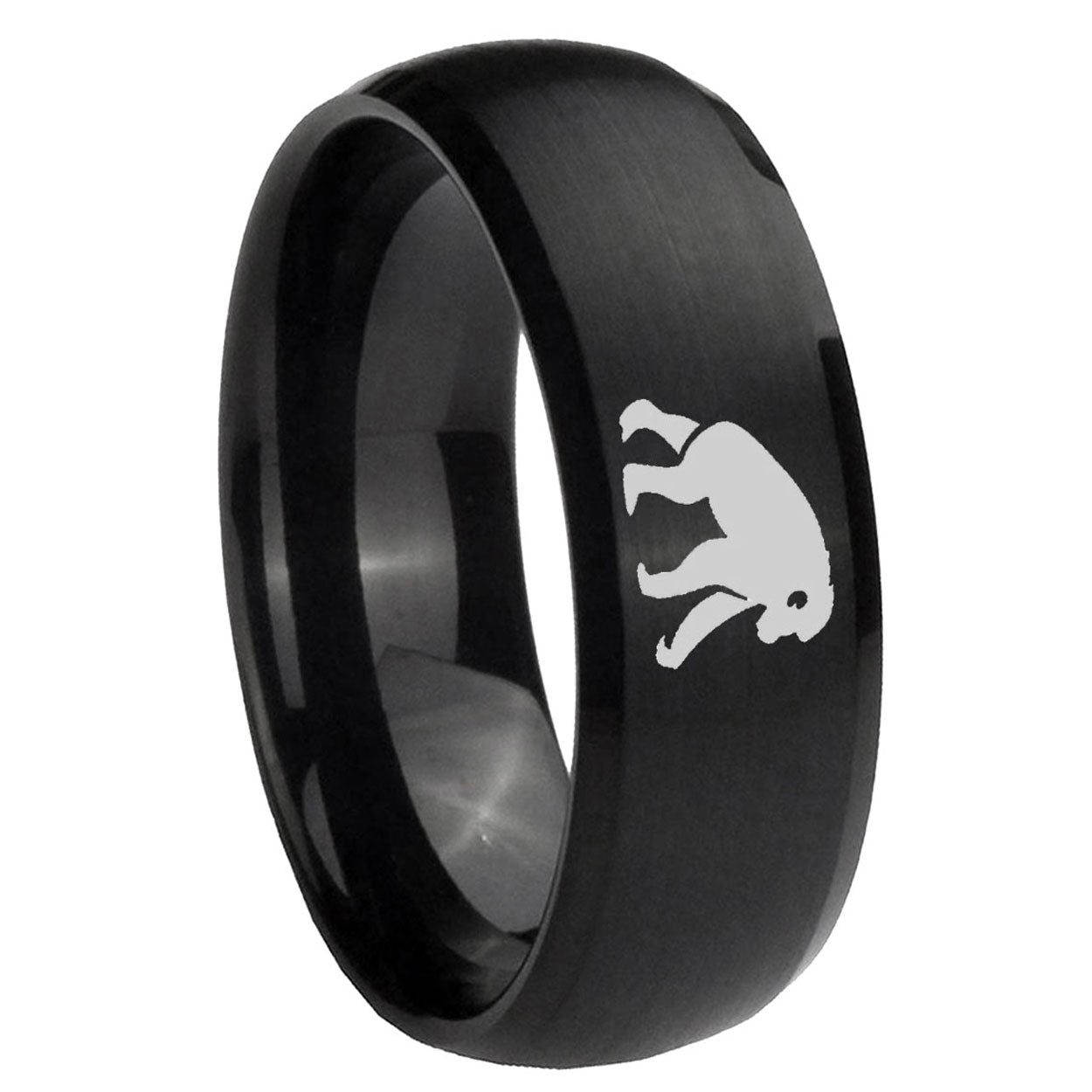 10mm Chimpanzee Dome Brush Black Tungsten Carbide Men's Engagement Band