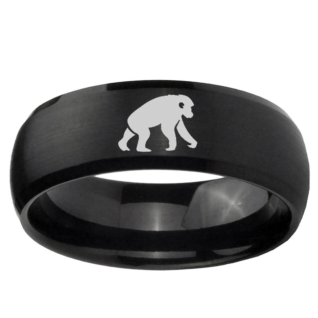 10mm Chimpanzee Dome Brush Black Tungsten Ring