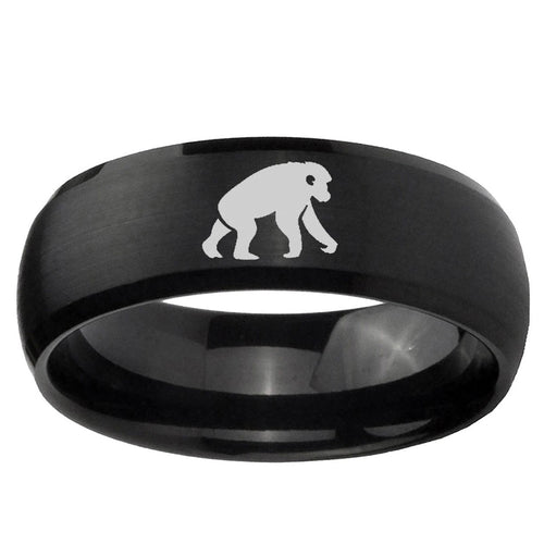 10mm Chimpanzee Dome Brush Black Tungsten Ring
