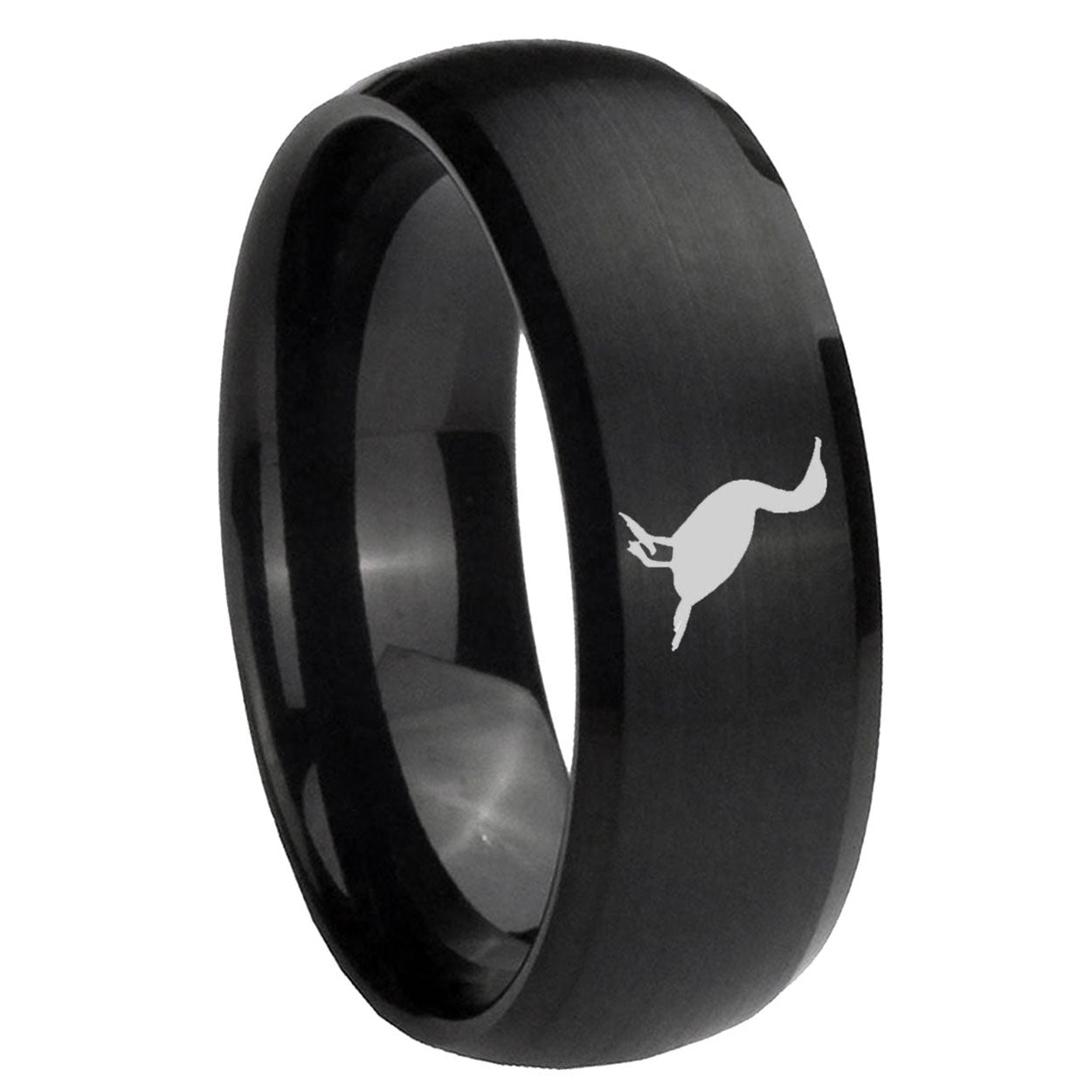 10mm Cormorant Dome Brush Black Tungsten Carbide Men's Engagement Band