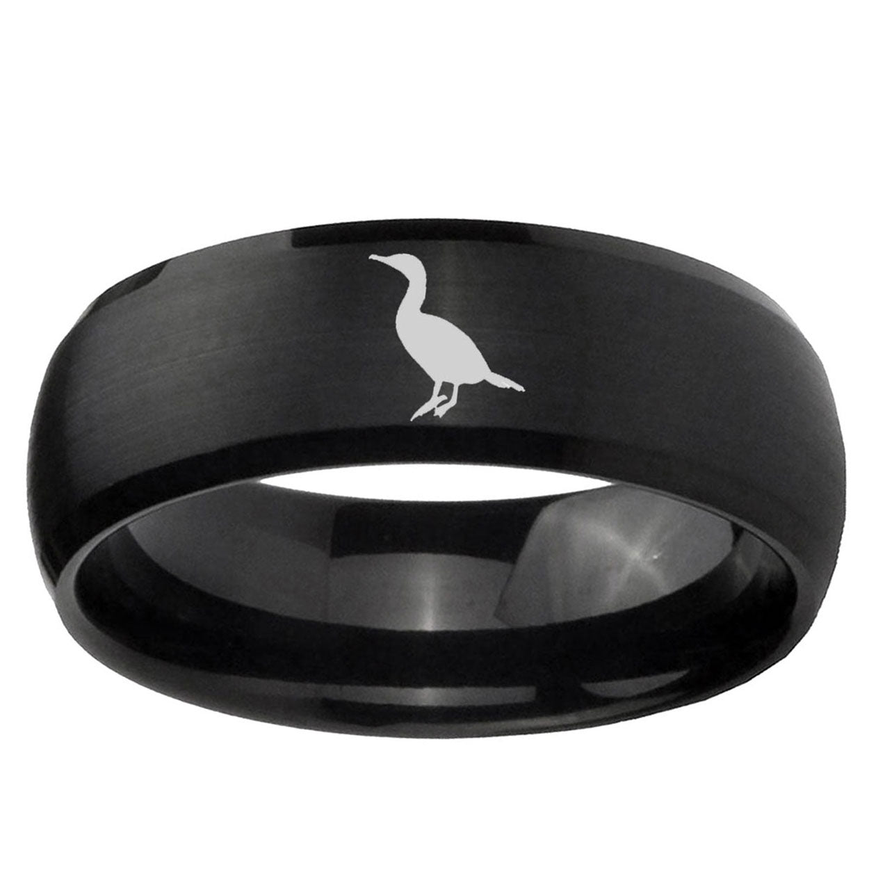 10mm Cormorant Dome Brush Black Tungsten Ring